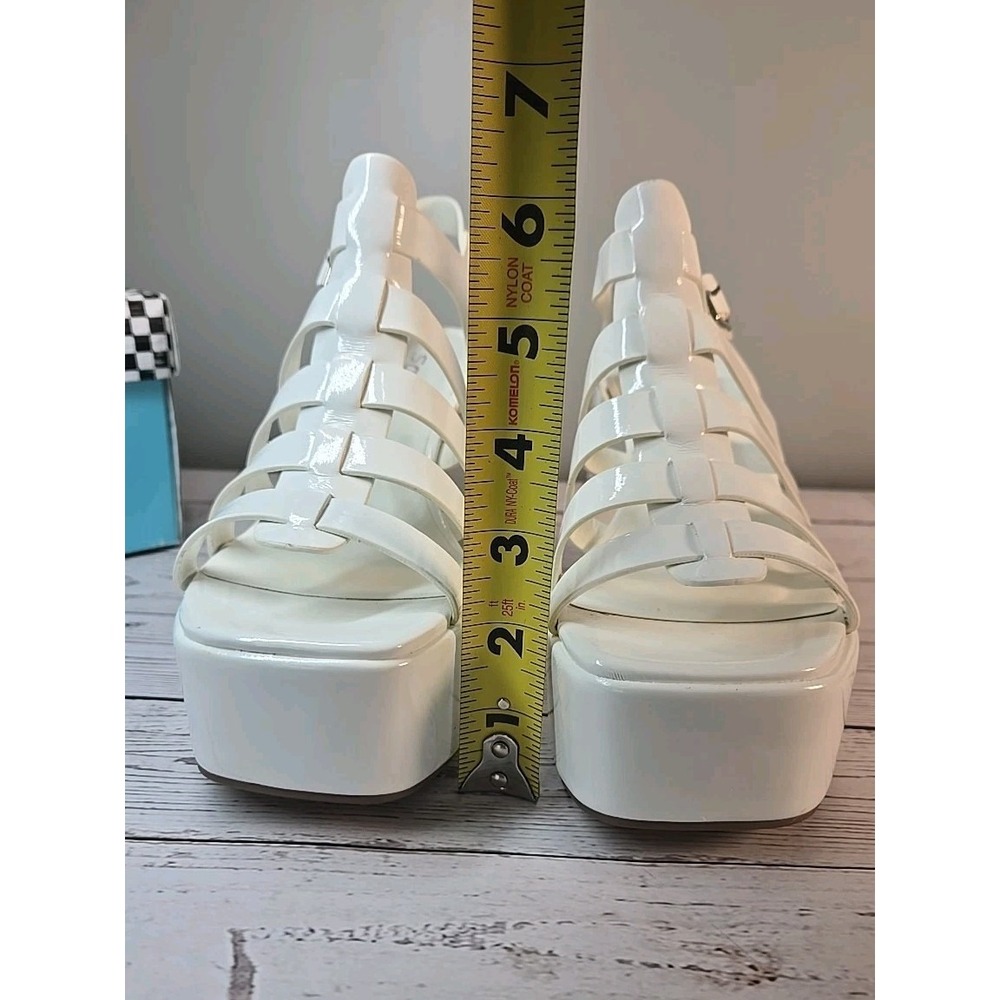 Soda Shoes Womens Size 7 White Platform Chunky Heel Sandals Strappy Dress Y2K - Picture 4 of 8